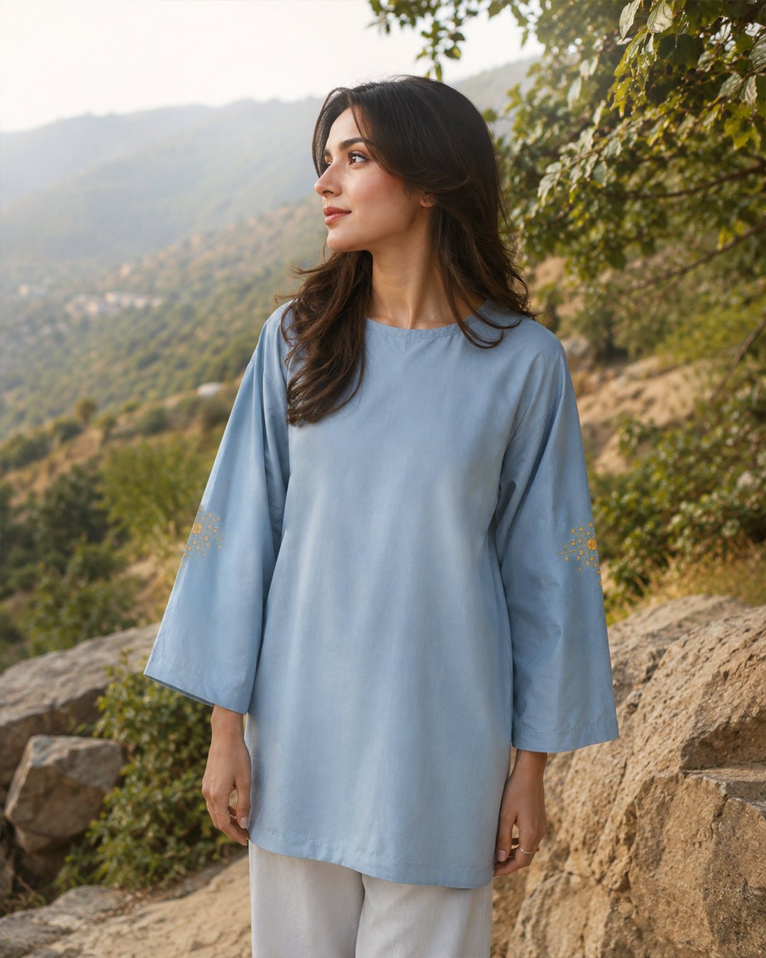 Meadow Embroidered Blouse - Hills