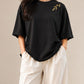 Unisex Relaxed Embroidered TEE Black